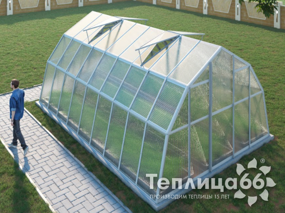 Теплица Рада Каспий из поликарбоната, 4х6 метров, белая